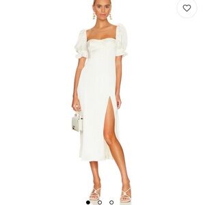 WeWoreWhat Puff Sleeve Midi Dress in Whisper White